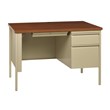 Bowery Hill 24x45 Right Hand Single Pedestal Metal Desk Beige/Oak