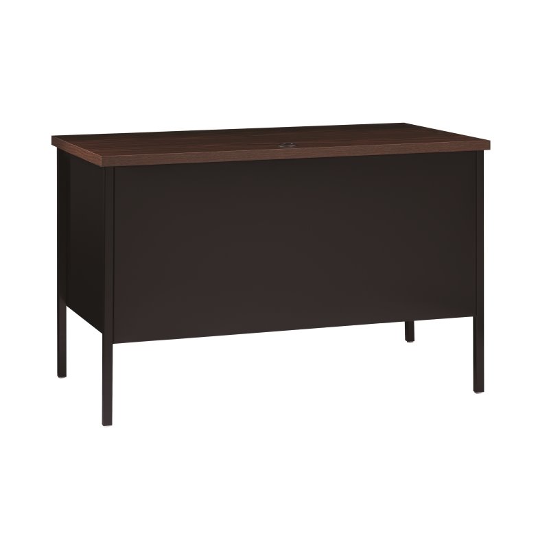 Bowery Hill 24x45 Right Hand Single Pedestal Metal Desk Black/Walnut