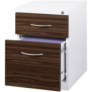 Bowery Hill 20&quotD Mobile Pedestal Laminated 2-Drawer Metal Box/File in White