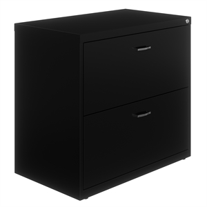 Bowery Hill 30&quot Wide 2-Drawer Home Office Lateral Metal File Cabinet in Black