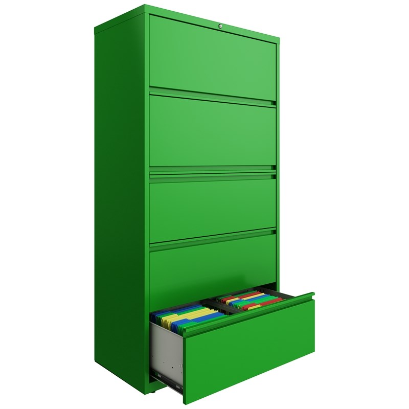Bowery Hill 36-inch Wide 5 Drawer Lateral File Cabinet Screamin' Green
