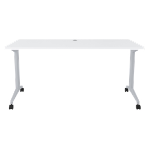 Bowery Hill Modern T-Leg Metal Table Desk in Arctic Silver/White