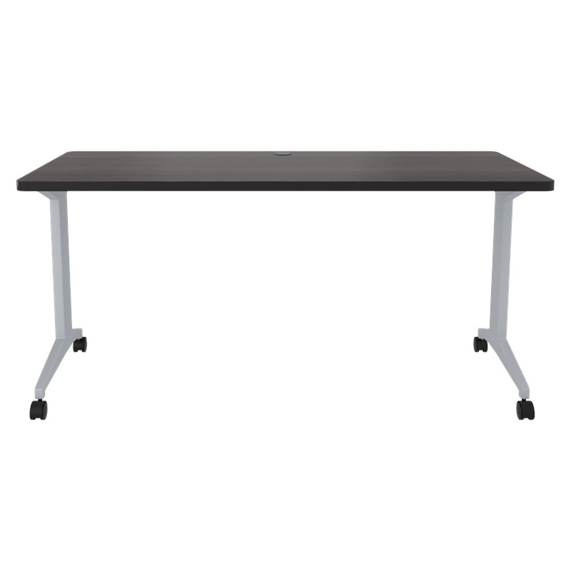 Bowery Hill Modern Metal T-Leg Table Desk in Arctic Silver/Weathered Charcoal