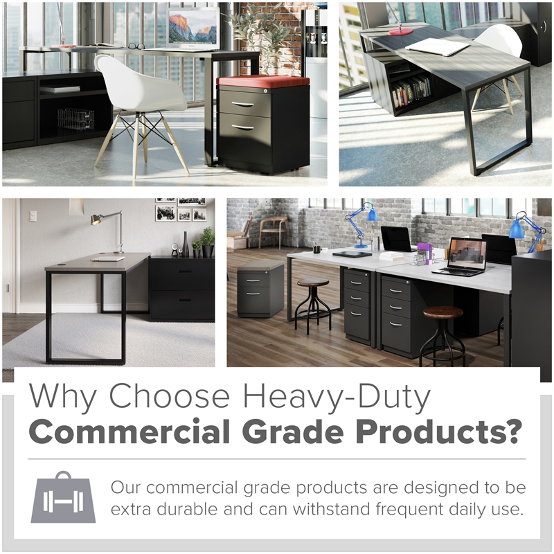 Bowery Hill Standing Open Metal Desk for Commercial/Home Office in Black & Gray