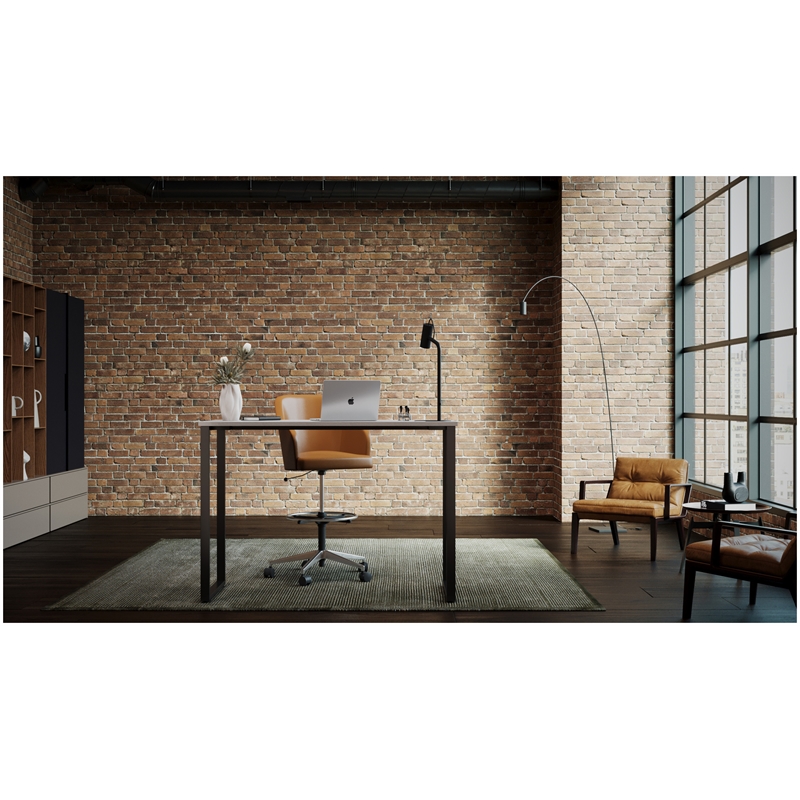 Bowery Hill Standing Open Metal Desk for Commercial/Home Office in Black & Gray