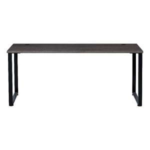Bowery Hill 72&quotx24&quot Open Metal Desk for Commercial/Home Office in Black & Pewter