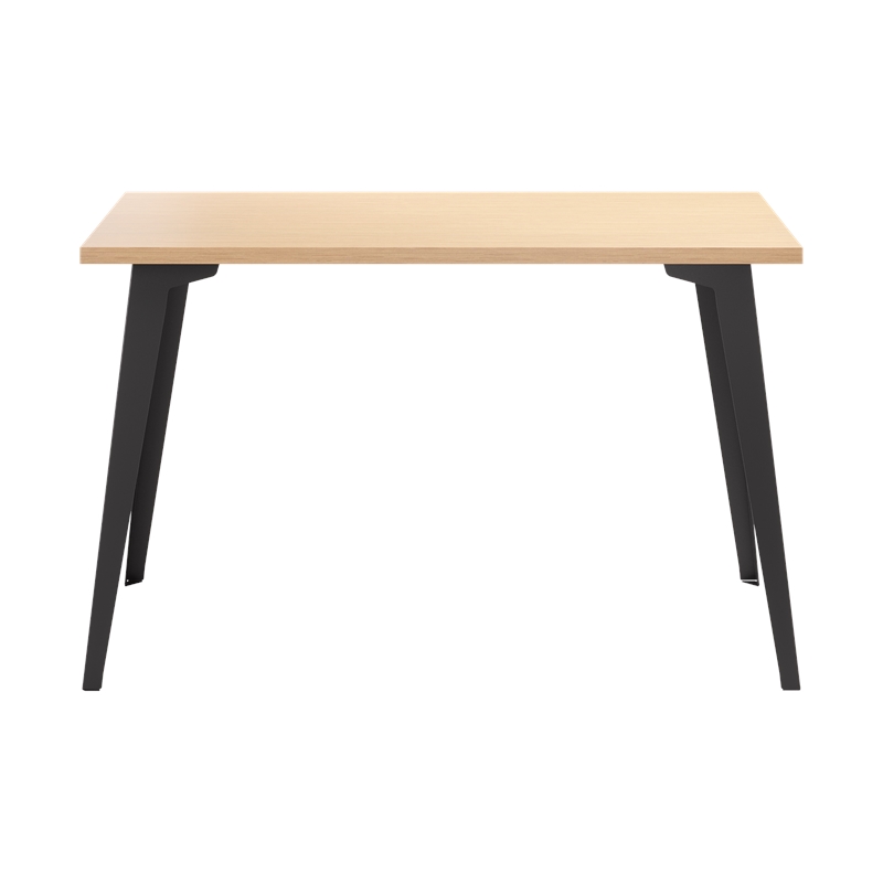 Bowery Hill 24x48 Mid-Century Metal Desk in Black / Platinum Oak