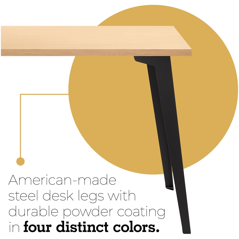 Bowery Hill 24x48 Mid-Century Metal Desk in Black / Platinum Oak