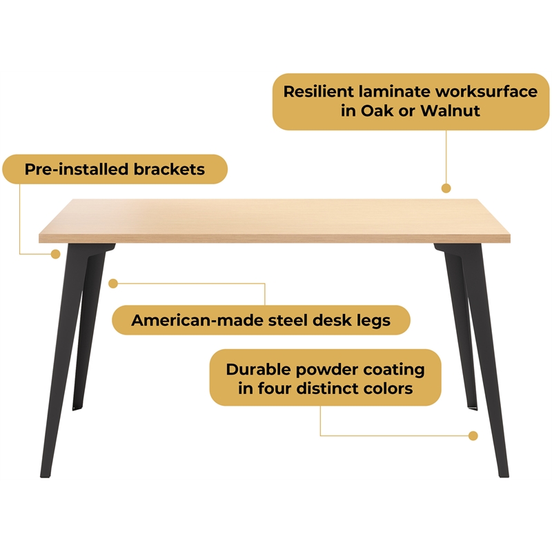 Bowery Hill 24x48 Mid-Century Metal Desk in Black / Platinum Oak