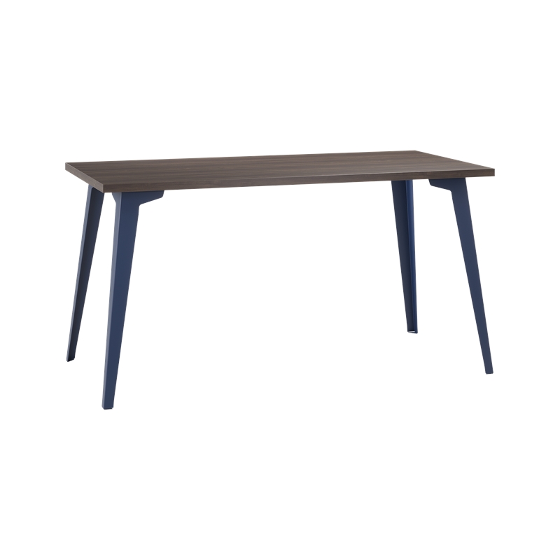 Bowery Hill Set of Black Mesh Back Chair and Desk in Navy Metal / Trail Walnut