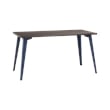 Bowery Hill Set of Black Mesh Back Chair and Desk in Navy Metal / Trail Walnut