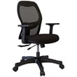 Bowery Hill Set of Black Mesh Back Chair and Desk in Navy Metal / Trail Walnut