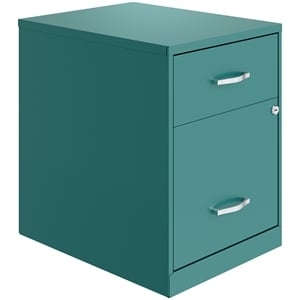 Bowery Hill 18&quotD 2 Drawer Letter Width Metal Vertical File Cabinet-Teal