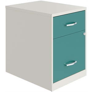 Bowery Hill 18&quotD 2 Drawer Metal Vertical File Cabinet Pearl White/Teal