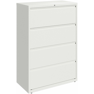 Bowery Hill 36&quotW 4 Drawer Metal Lateral File Cabinet in Matte White Texture