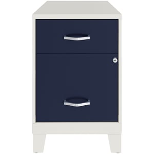 Bowery Hill 18&quotD 2 Drawer Vertical Metal File Cabinet with Legs- White/Navy