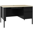 Bowery Hill 30W x 48D Right Hand Single Pedestal File Office Desk - Black/Maple