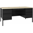 Bowery Hill 30x60 Double Pedestal Metal File Desk with Soft Corner - Black/Maple