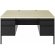 Bowery Hill 30x60 Double Pedestal Metal File Desk with Soft Corner - Black/Maple