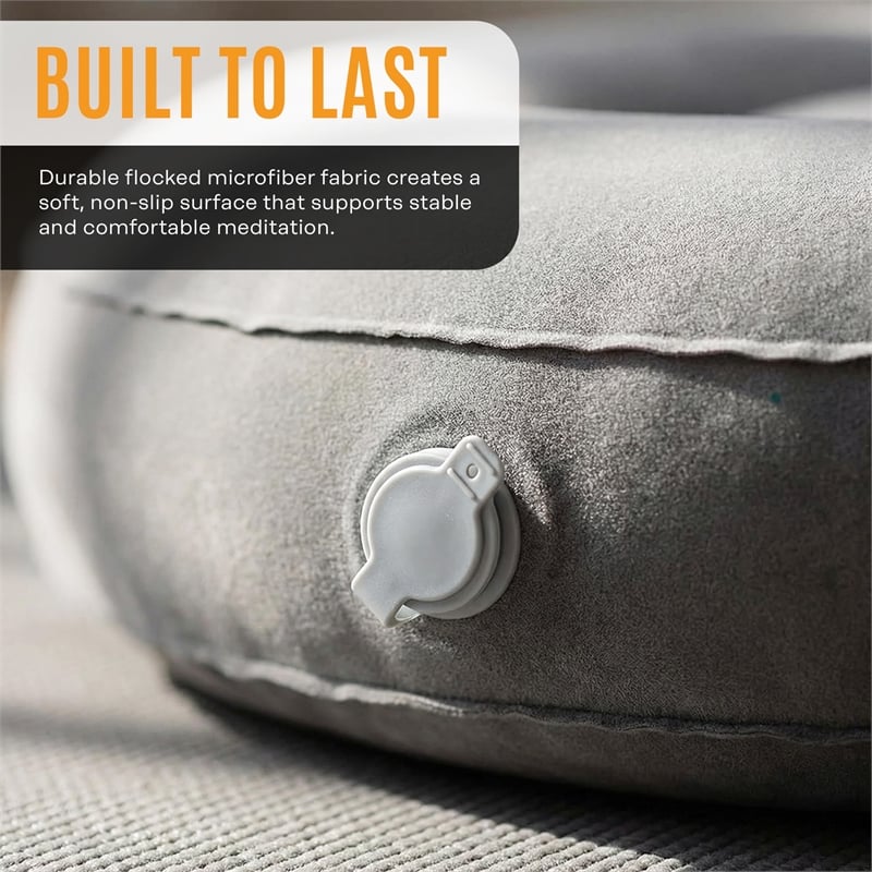Bowery Hill Fabric Round Air Meditator Inflatable Travel Cushion in Light Gray