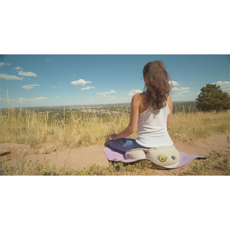 Bowery Hill Fabric Air Inflatable Travel Meditation Cushion in Black