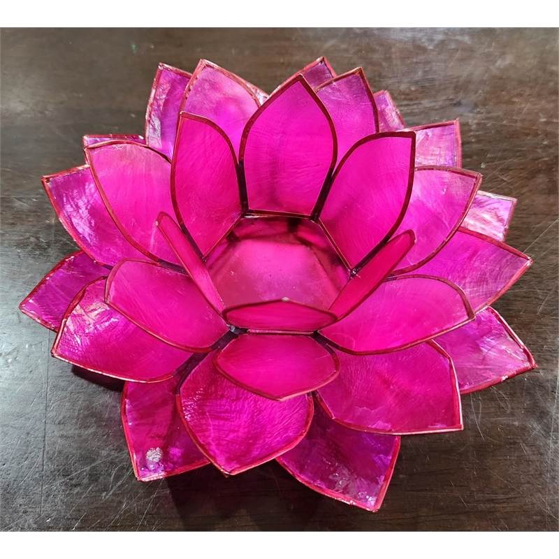 Bowery Hill Handcrafted Moonshadow Capiz Shell Tea Light Holder in Pink