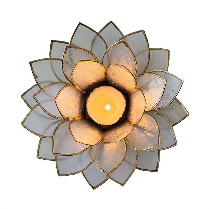 Bowery Hill Handcrafted Moonshadow Capiz Shell Tea Light Holder in Natural