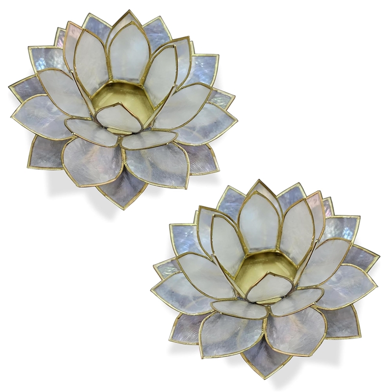 Bowery Hill Handcrafted Moonshadow Capiz Shell Tea Light Holder in Natural
