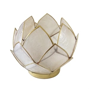 Bowery Hill Handcrafted Blooming Lotus Capiz Shell Tea Light Holder in Natural