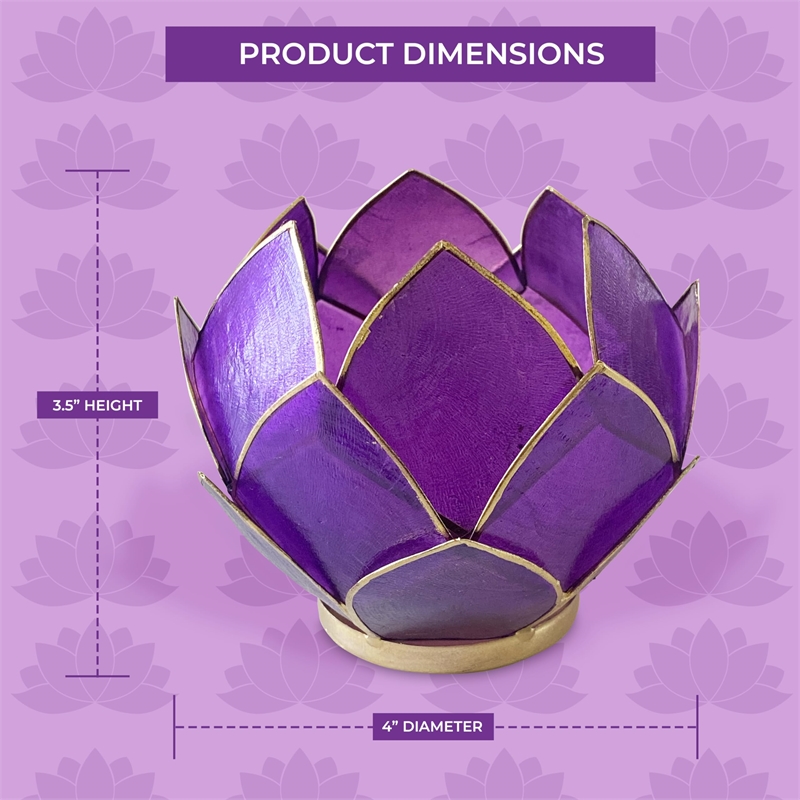 Bowery Hill Handcrafted Blooming Lotus Capiz Shell Tea Light Holder in Purple