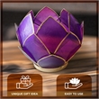 Bowery Hill Handcrafted Blooming Lotus Capiz Shell Tea Light Holder in Purple