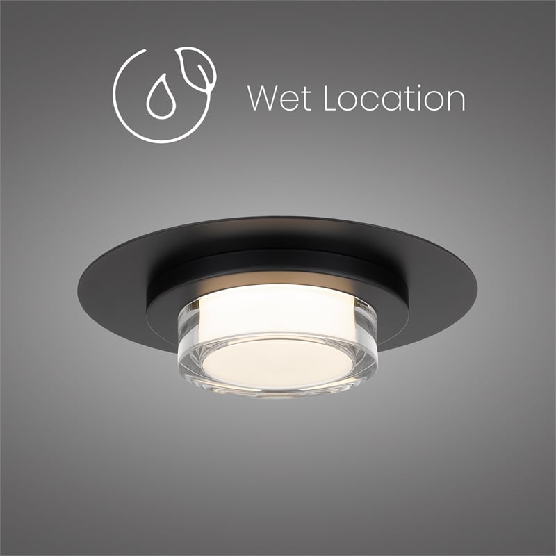 Bowery Hill Round 12-inch Stainless Steel LED Outdoor Flush Mount in Black