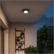 Bowery Hill Round 12-inch Stainless Steel LED Outdoor Flush Mount in Black