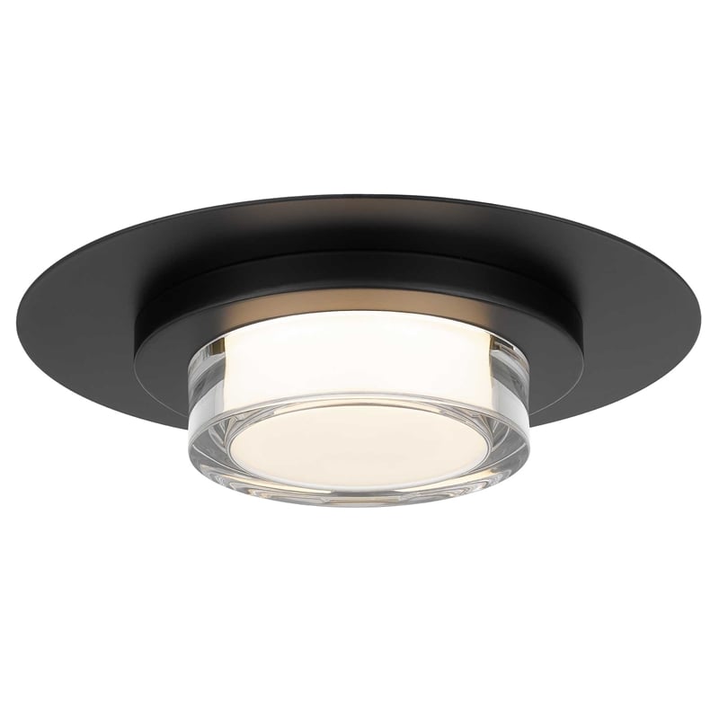Bowery Hill Round 12-inch Stainless Steel LED Outdoor Flush Mount in Black