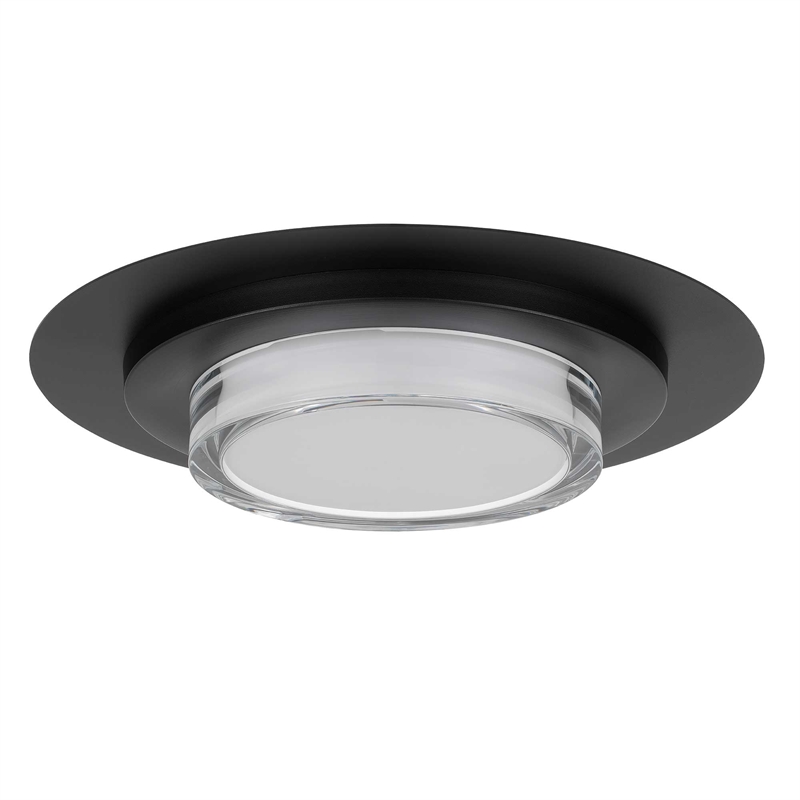Bowery Hill Round 16-inch Stainless Steel LED Outdoor Flush Mount in Black
