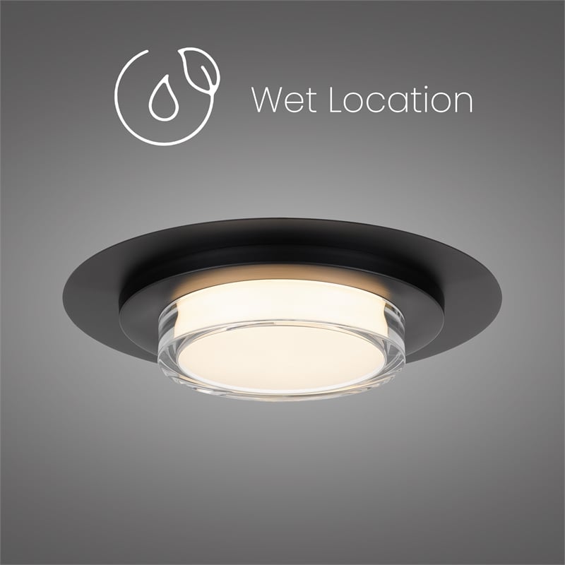 Bowery Hill Round 16-inch Stainless Steel LED Outdoor Flush Mount in Black