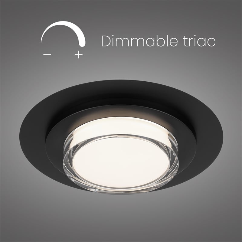 Bowery Hill Round 16-inch Stainless Steel LED Outdoor Flush Mount in Black