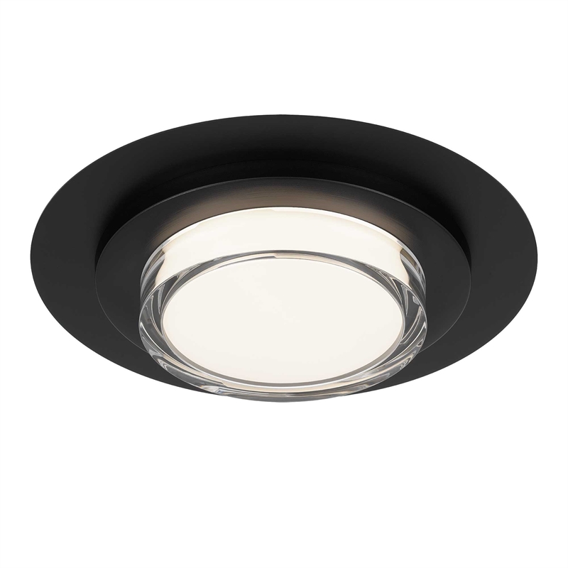 Bowery Hill Round 16-inch Stainless Steel LED Outdoor Flush Mount in Black