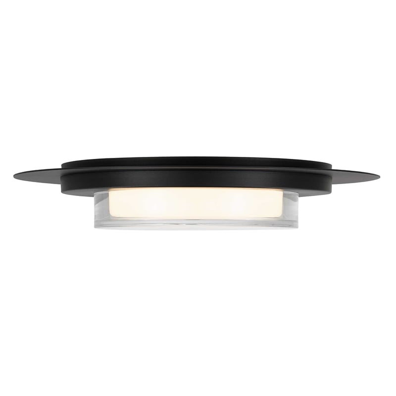 Bowery Hill Round 16-inch Stainless Steel LED Outdoor Flush Mount in Black