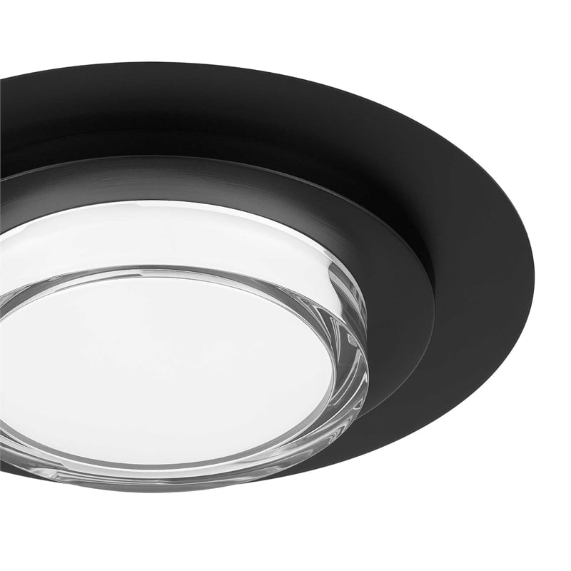 Bowery Hill Round 16-inch Stainless Steel LED Outdoor Flush Mount in Black