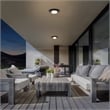 Bowery Hill Round 16-inch Stainless Steel LED Outdoor Flush Mount in Black