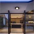 Bowery Hill Round 16-inch Stainless Steel LED Outdoor Flush Mount in Black