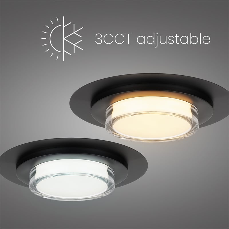 Bowery Hill Round 16-inch Stainless Steel LED Outdoor Flush Mount in Black