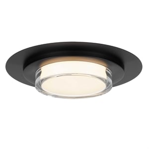 Bowery Hill Round 16-inch Stainless Steel LED Outdoor Flush Mount in Black