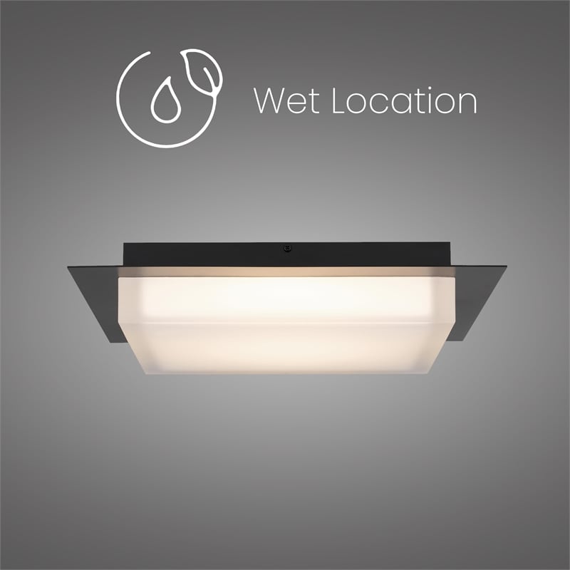 Bowery Hill Modern 14-inch Stainless Steel LED Outdoor Flush Mount in Black