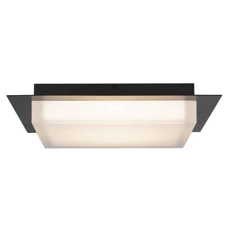 Bowery Hill Modern 14-inch Stainless Steel LED Outdoor Flush Mount in Black