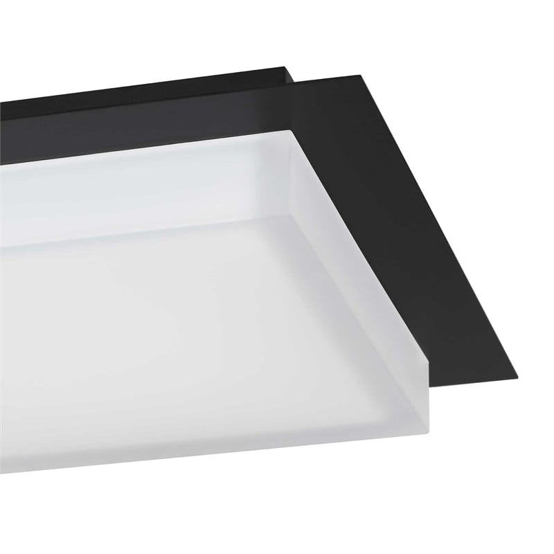 Bowery Hill Modern 14-inch Stainless Steel LED Outdoor Flush Mount in Black