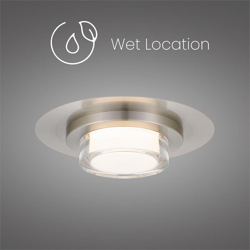 Bowery Hill Modern Round 12-inch Brushed Stainless Steel LED Outdoor Flush Mount