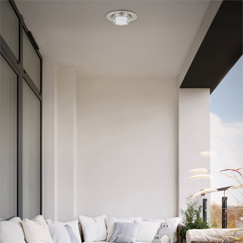 Bowery Hill Modern Round 12-inch Brushed Stainless Steel LED Outdoor Flush Mount