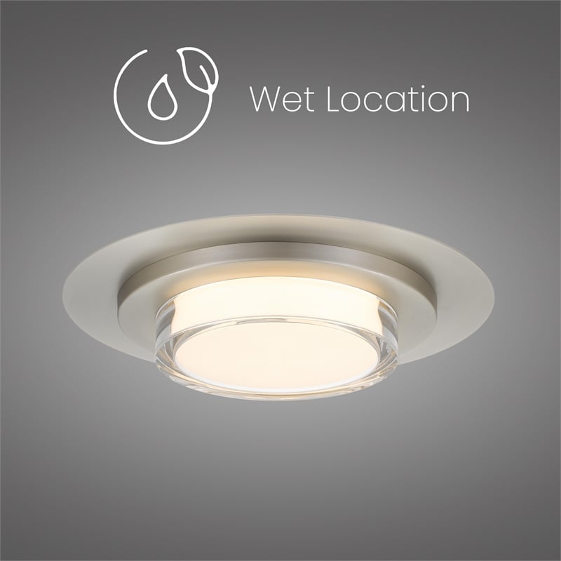 Bowery Hill Modern Round 16-inch Brushed Stainless Steel LED Outdoor Flush Mount